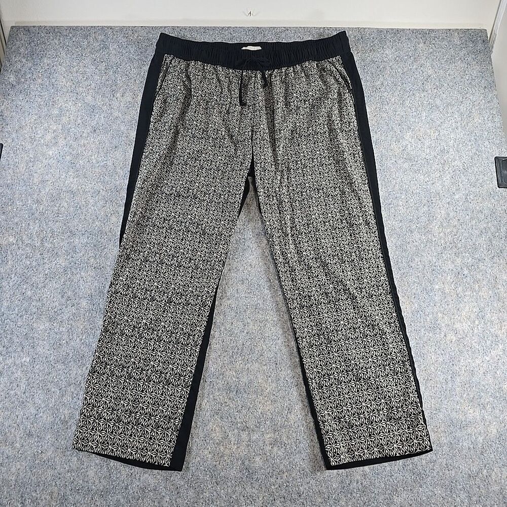 BANANA REPUBLIC Women's Sz XL Drawstring Pant Colorblock Black & Beige Pockets